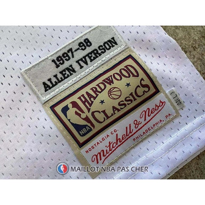 Maillot Philadelphia 76ers Allen Iverson NO 3 Mitchell & Ness 1997-98 Tattoo Blanc